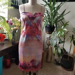 VENUS sunset inspired print day dress
